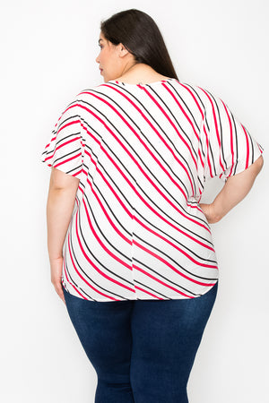 Plus size Short sleeve crew neck stripe dolman top