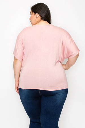 Plus size Short sleeve crew neck dolman mauve top