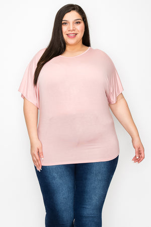 Plus size Short sleeve crew neck dolman mauve top