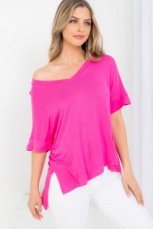 V neck high low tunic top