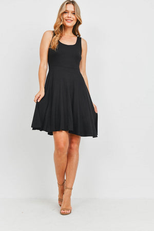 Casual tank peplum swing black dress