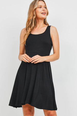 Casual tank peplum swing black dress