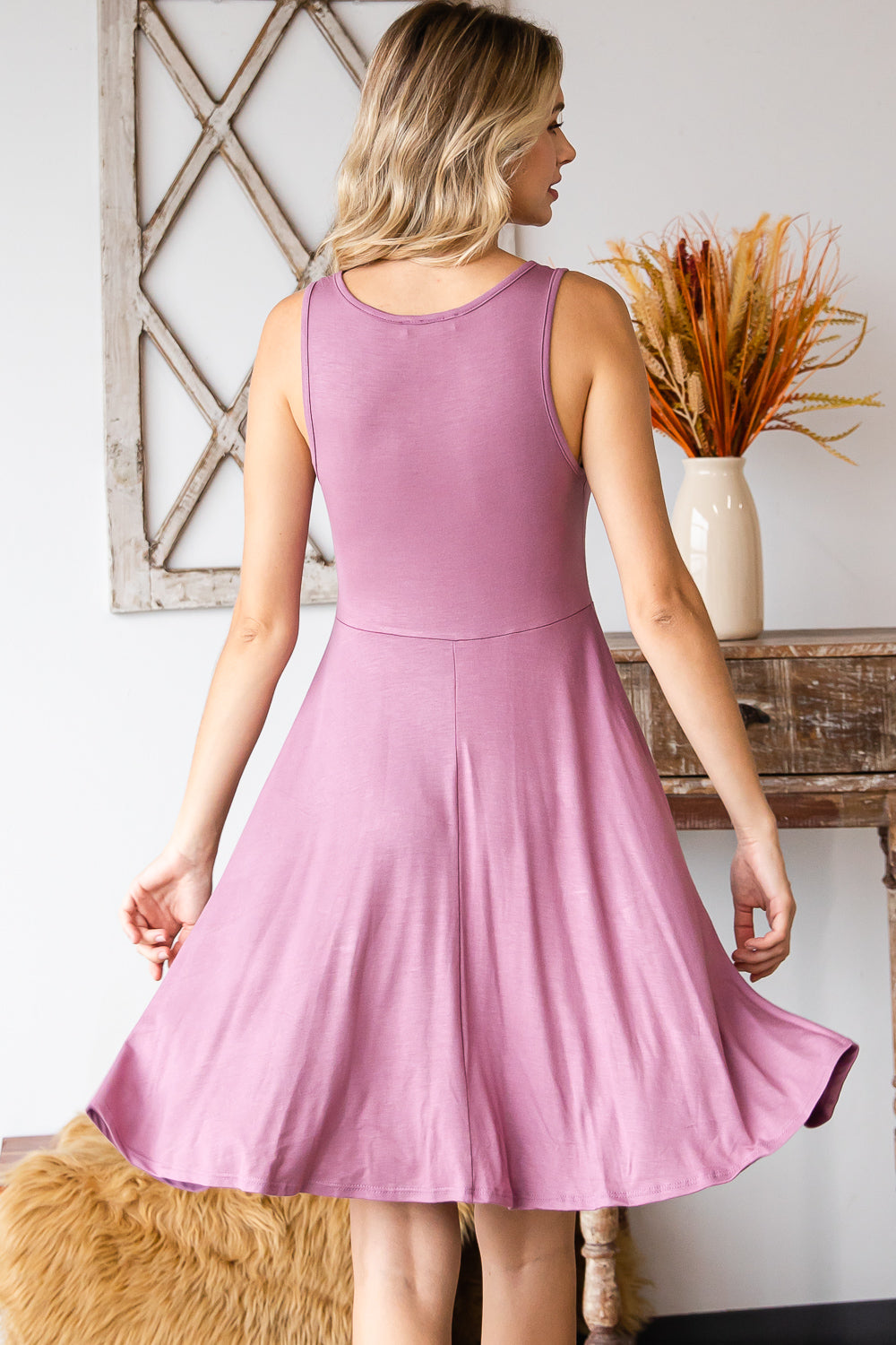 Casual tank peplum swing mauve dress