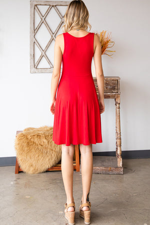 Casual tank peplum swing red dress