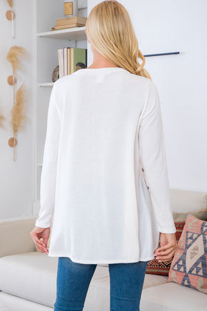 Long sleeve side button ivory top