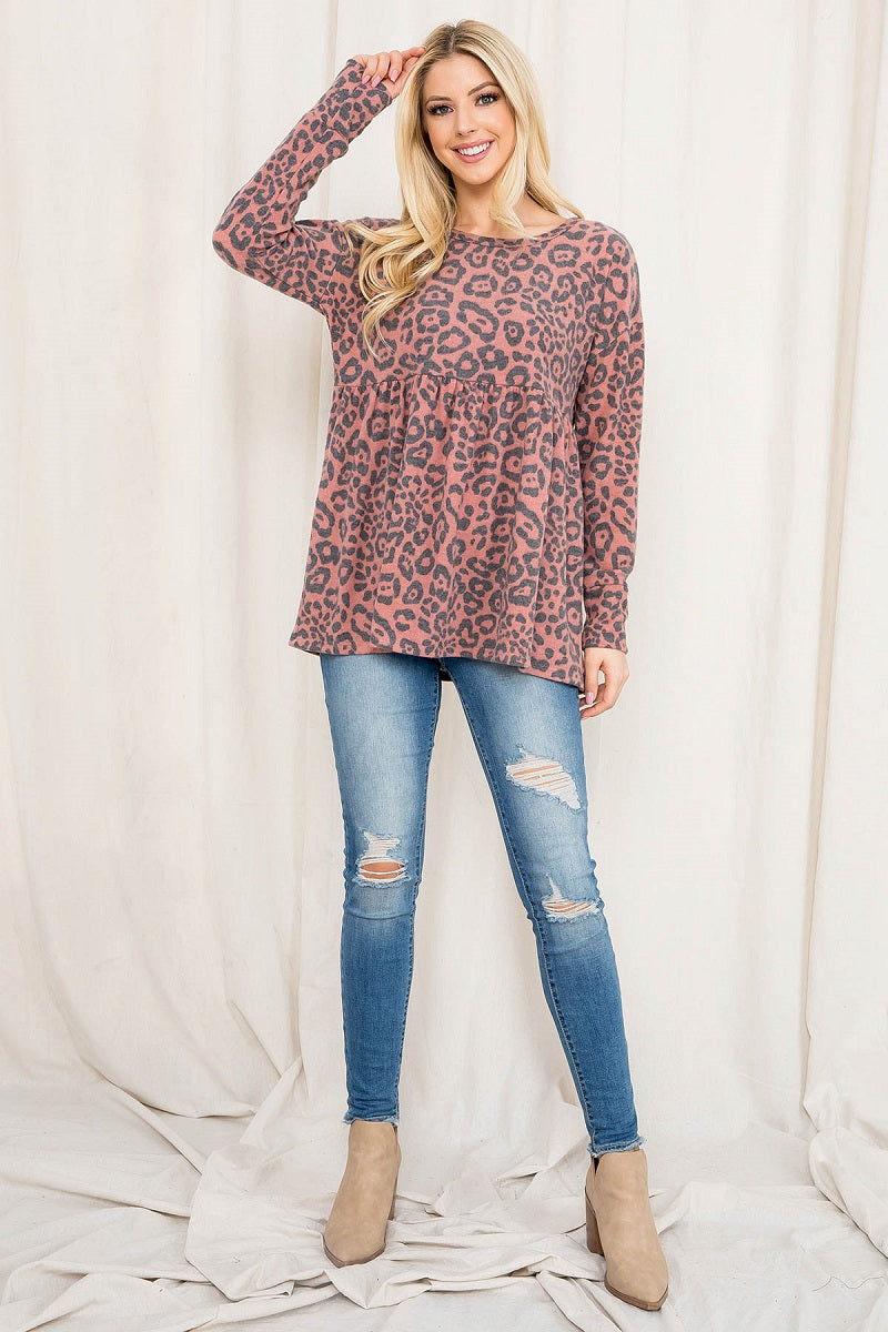 Long cuff animal print top