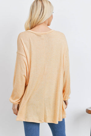 Long sleeve melangi sweater mustard knit top