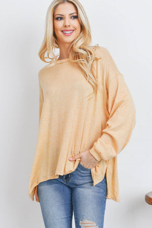 Long sleeve melangi sweater mustard knit top