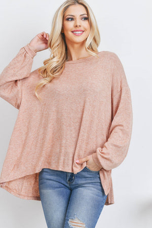 Long sleeve melangi sweater mauve knit top