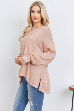 Long sleeve melangi sweater mauve knit top