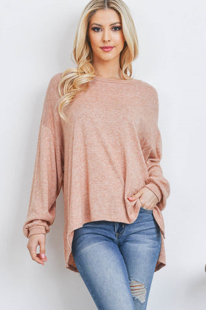 Long sleeve melangi sweater mauve knit top