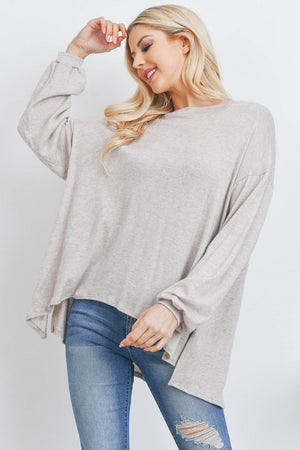 Long sleeve melangi sweater taupe knit top