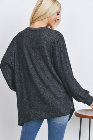 Long sleeve asymmetrical sweater top black