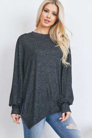 Long sleeve asymmetrical sweater top black