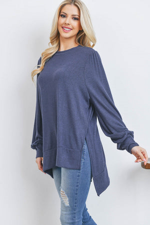 Long sleeve asymmetrical sweater top Navy