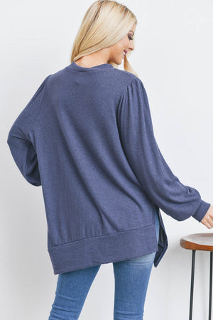 Long sleeve asymmetrical sweater top Navy