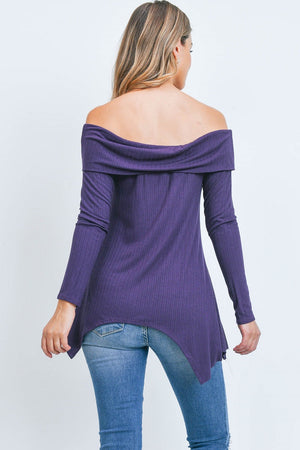 Off shoulder SharkBite pointelle Plum