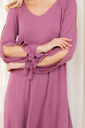 V-Neck Above the Knee Open Sleeve Dress with Ties