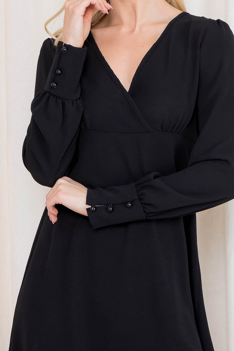 Long button sleeve surplus dress