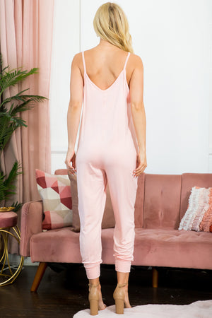 Sleeveless pocket peach jumpsuit