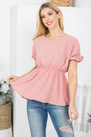 Ruffle sleeve empire waist swiss dot Mauve