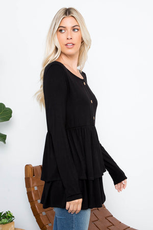 Double layered button front tunic top