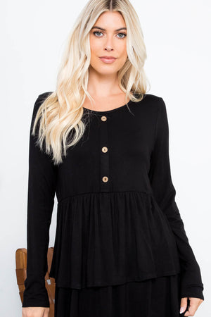 Double layered button front tunic top