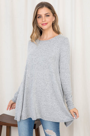 Long Sleeve A line contrast back natural top