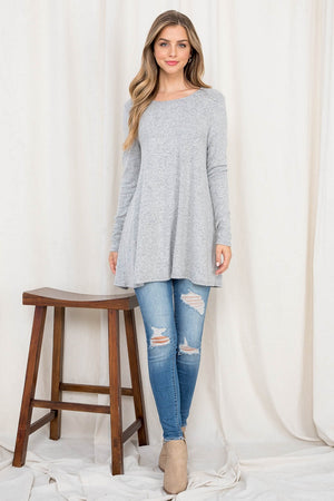 Long Sleeve A line contrast back natural top