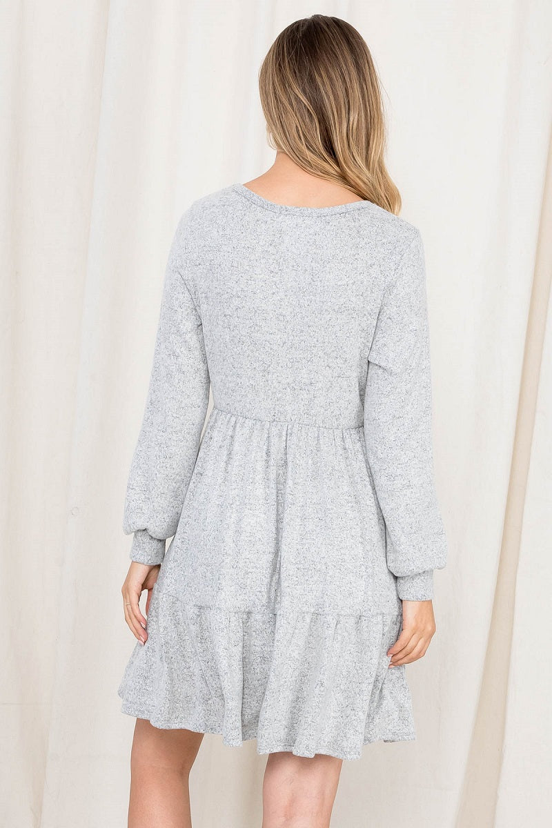 Long Sleeve round neck tier natural dress