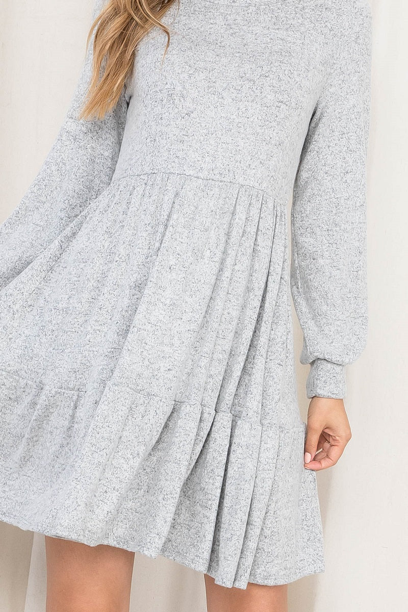 Long Sleeve round neck tier natural dress