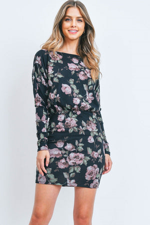 Long sleeve off shoulder flower dress