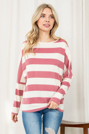 Long sleeve 2 inch stripe dolman top