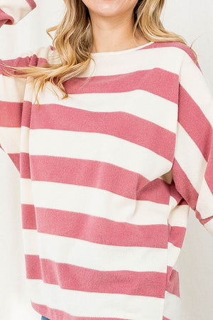 Long sleeve 2 inch stripe dolman top