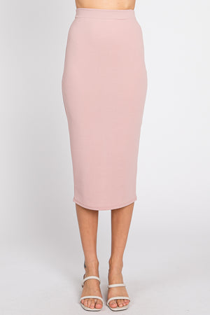 Midi pencil dusty rose skirt with slit back