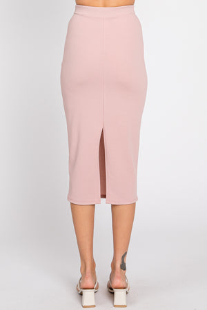 Midi pencil dusty rose skirt with slit back