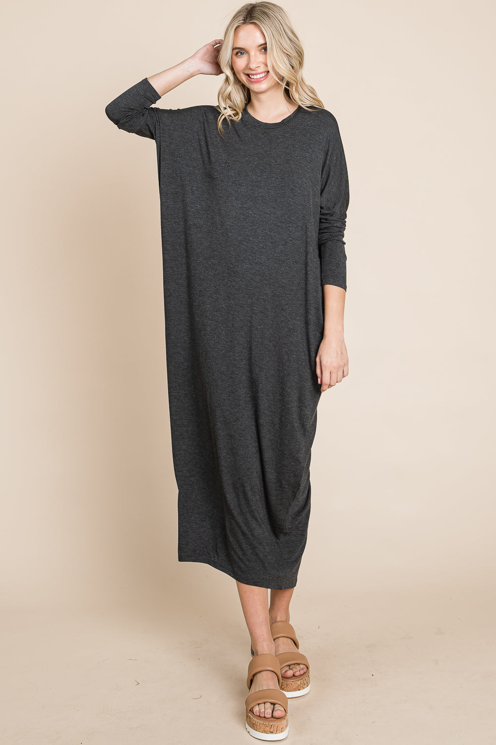 Long Sleeve Dolman charcoal dress