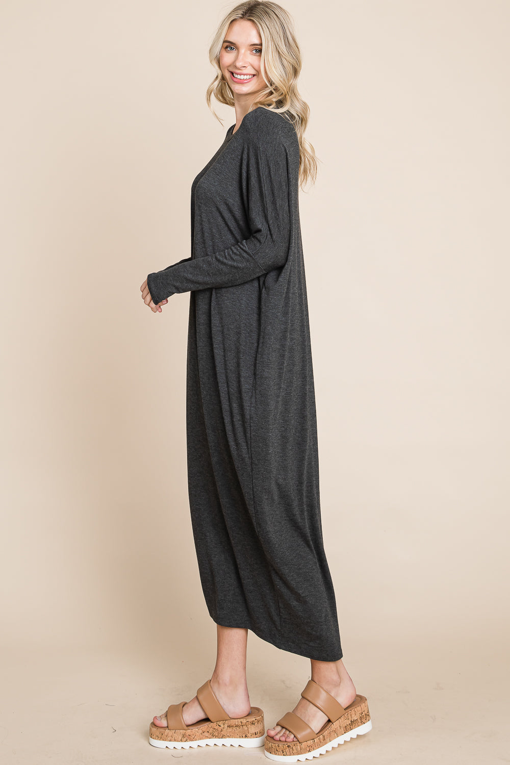 Long Sleeve Dolman charcoal dress