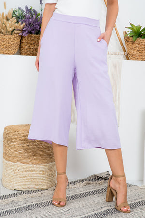 Gaucho woven pant lavender wide leg pant