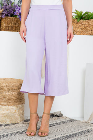 Gaucho woven pant lavender wide leg pant