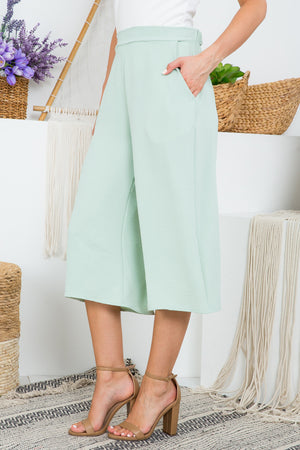 Gaucho woven pant sage wide leg pant