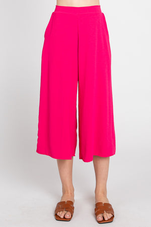 Gaucho woven pant fuchsia wide leg pant