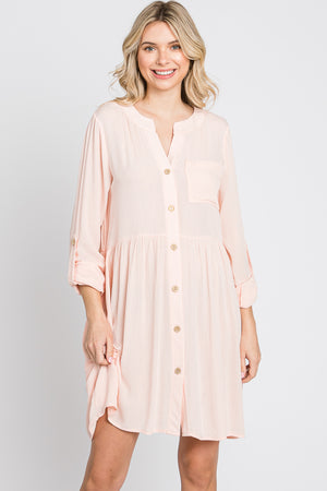 Long sleeve oversize gauze shirt blush dress