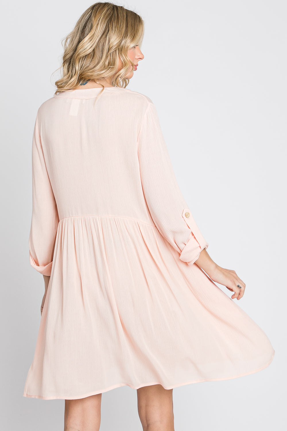 Long sleeve oversize gauze shirt blush dress