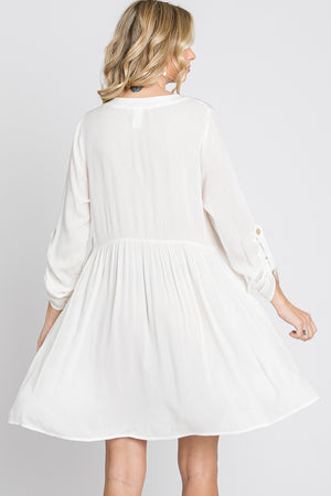 Long sleeve oversize gauze shirt ivory dress