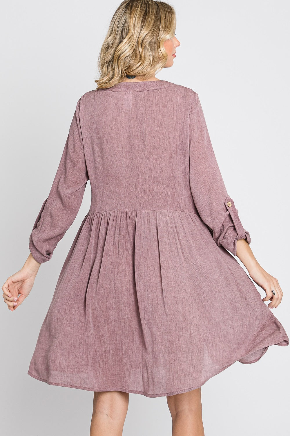 Long sleeve oversize gauze shirt mauve dress