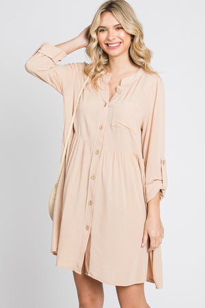 Long sleeve oversize gauze shirt sand dress