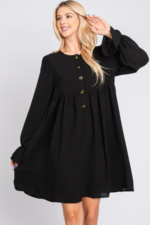 Long sleeve button down black dress