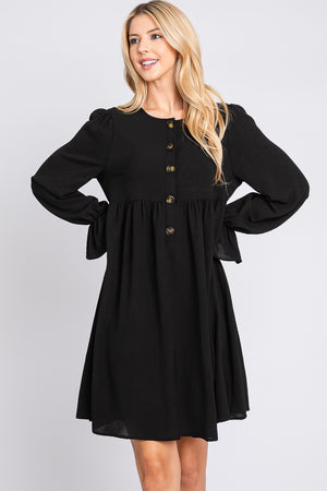 Long sleeve button down black dress