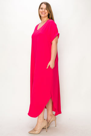 Plus size v neck dolman maxi dress with pocket